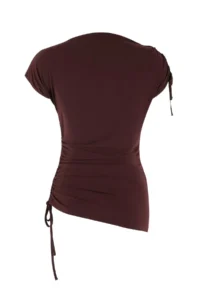 TRENDYOLMİLLA Brown Fitted Dog collar Short Sleeve Shirred Flexible Knitting Blouse - Image 7