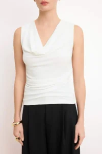 TRENDYOLMİLLA Ecru Fitted Off-Shoulder Neck Sleeveless Soft Knitting Blouse - Image 3