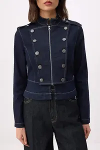 TRENDYOLMİLLA Dark Blue Button Detailed Blazer Denim Jacket - Image 3