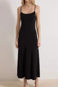 TRENDYOLMİLLA Black A-Kesim/Life Form Cowl Neck Thin Sleeveless Sleeveless Maxi Flexible Knitting Dress - Image 3