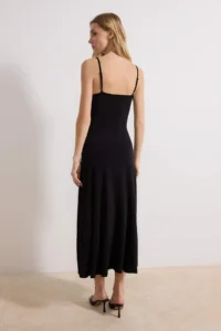 TRENDYOLMİLLA Black A-Kesim/Life Form Cowl Neck Thin Sleeveless Sleeveless Maxi Flexible Knitting Dress - Image 4