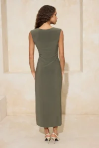 TRENDYOLMİLLA Khaki A-Kesim/Life Form Sleeveless Flexible Knitting Dress - Image 4