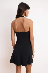 TRENDYOLMİLLA Black Waist Barbell Collar Sleeveless Mini Scuba Crepe Knitting Dress - Image 4