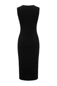 TRENDYOLMİLLA Black bodycon Sleeveless Accessory Detailed interlock Knitting Dress - Image 6