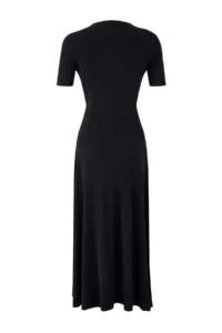 TRENDYOLMİLLA Black A-Kesim/Life Form Double breasted Yaka Short Sleeve Shirred Maxi Flexible Knitting Dress - Image 6
