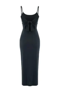 TRENDYOLMİLLA Anthracite A-Cut/Life Form Cowl Neck Sleeveless Binding Detailed Modal Knitting Dress - Image 6