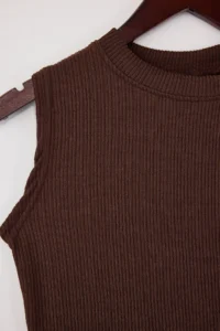 TRENDYOLMİLLA Brown bodycon Dog collar Sleeveless with flywheel/Frilly textured Knitting Dress - Image 6