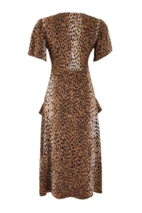 TRENDYOLMİLLA Multicolored animals pattern Ruffle and Binding Detailed Midi Weaving Dress - Image 6
