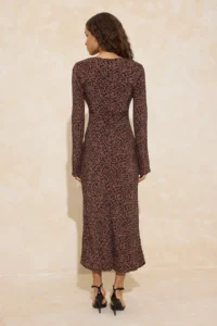 TRENDYOLMİLLA Multicolored animals Binding Detailed Midi Weaving Dress - Image 4