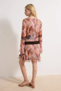 TRENDYOLMİLLA Multicolored Suede Arched Mini Lined Weaving Dress - Image 4
