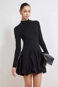 TRENDYOLMİLLA Black Balloon Skirt Detailed Mini Weaving Dress