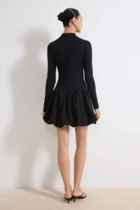 TRENDYOLMİLLA Black Balloon Skirt Detailed Mini Weaving Dress - Image 4