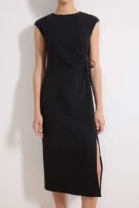 TRENDYOLMİLLA Black Binding Detailed Midi Weaving Dress - Image 3