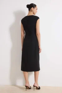 TRENDYOLMİLLA Black Binding Detailed Midi Weaving Dress - Image 4