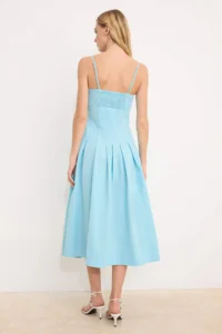 TRENDYOLMİLLA Light Blue Plain Midi Weaving Dress - Image 4