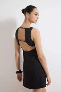 TRENDYOLMİLLA Black Back Detailed Short / Mini Weaving Dress