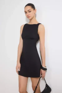 TRENDYOLMİLLA Black Back Detailed Short / Mini Weaving Dress - Image 2