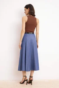 TRENDYOLMİLLA Multicolored Arched Midi Weaving Dress - Image 4