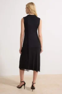 TRENDYOLMİLLA Black A-Kesim/Life Form Dog collar Sleeveless Tulle Knitting Dress - Image 4