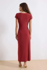 TRENDYOLMİLLA Brick Rejection A-Kesim/Life Form Off-Shoulder Neck Accessory Detailed Maxi Flexible Knitting Dress - Image 4