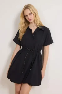 TRENDYOLMiLLA Black Laced Mini Balloon Skirt Detailed Weaving Dress - Image 2