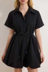 TRENDYOLMiLLA Black Laced Mini Balloon Skirt Detailed Weaving Dress - Image 3