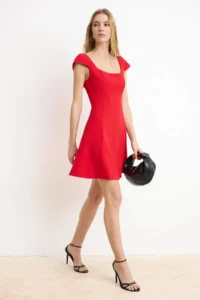 TRENDYOLMİLLA Rejection Mini Back Binding Detailed Weaving Dress - Image 2