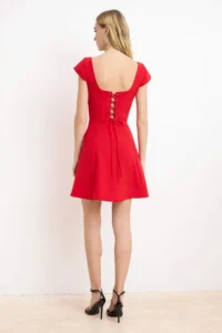 TRENDYOLMİLLA Rejection Mini Back Binding Detailed Weaving Dress - Image 4