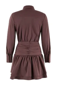 TRENDYOLMİLLA Dark Brown Waist Detailed Mini Poplin Weaving Dress - Image 3