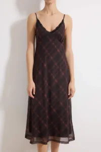 TRENDYOLMİLLA Multicolored Plaid bodycon V-neck Thin Sleeveless Sleeveless Shirred Maxi Tulle Knitting Dress - Image 3