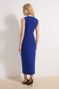 TRENDYOLMİLLA Saks Blue bodycon Sleeveless Accessory Detailed Flexible Knitting Dress - Image 4