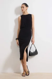 TRENDYOLMİLLA Black A-Kesim/Life Form Sleeveless Flexible Knitting Dress