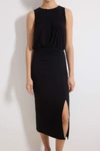 TRENDYOLMİLLA Black A-Kesim/Life Form Sleeveless Flexible Knitting Dress - Image 3