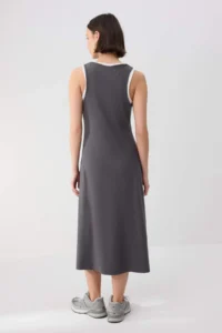 TRENDYOLMİLLA Wardrobe Essentials-Anthracite Color Bloklu bodycon Cowl Neck Maxi Knitting Dress - Image 4