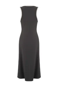 TRENDYOLMİLLA Wardrobe Essentials-Anthracite Color Bloklu bodycon Cowl Neck Maxi Knitting Dress - Image 6