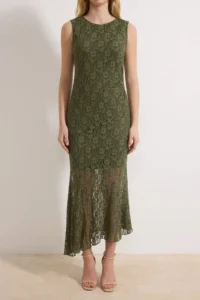 TRENDYOLMİLLA Khaki A-Kesim/Life Form Sleeveless Lace Knitting Dress - Image 3