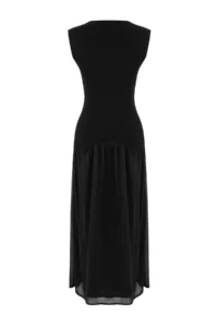 TRENDYOLMİLLA Black Midi Knitwear Weaving Skirt Detailed Dress - Image 6