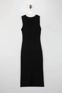 TRENDYOLMİLLA Black Midi Knitwear Special Thread Stone Embroidered Cut Out Detailed Dress - Image 6