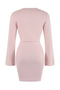 TRENDYOLMİLLA Pink Short / Mini Bolerolu Bodysuit hugging Knit Dress - Image 2