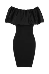 TRENDYOLMİLLA Black Short / Mini Bodysuit hugging Knitwear Weaving peplum Detailed Dress - Image 5
