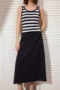 TRENDYOLMİLLA Black Maxi Knitwear Weaving Etekli Dress - Image 3
