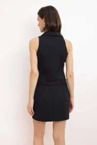 TRENDYOLMİLLA Black Arched Jacket Yaka Short / Mini Weaving Dress - Image 4