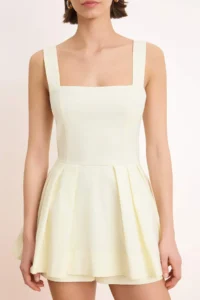 TRENDYOLMİLLA Ecru Mini Inside OF shorts Back Button Detailed Weaving Dress - Image 3