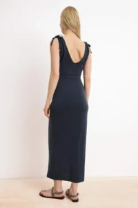 TRENDYOLMİLLA Anthracite bodycon V-neck Sleeveless Binding Detailed Maxi Modal Knitting Dress - Image 4