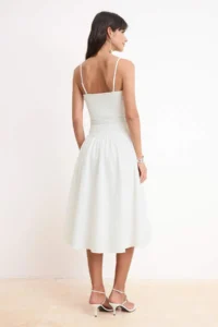 TRENDYOLMİLLA Ecru Tops Knitting Arched Strapless Midi Weaving Dress - Image 4