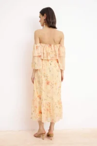 TRENDYOLMİLLA Multicolored Carmen Collar Floral Siphon Lined Maxi Weaving Dress - Image 4