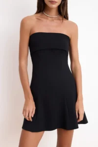 TRENDYOLMİLLA Black Strapless Sleeveless Soft Touch Knitting Dress - Image 3