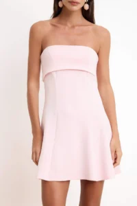 TRENDYOLMİLLA Light Pink bodycon Carmen Collar Sleeveless Mini Soft Touch Knitting Dress - Image 3