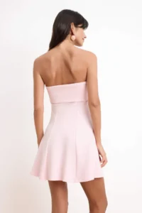 TRENDYOLMİLLA Light Pink bodycon Carmen Collar Sleeveless Mini Soft Touch Knitting Dress - Image 4