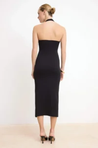TRENDYOLMİLLA Black bodycone/Fitting Midi Tok 100% Cotton Knitting Dress - Image 4